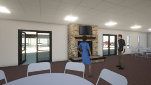 Image-02b-Family-Center-Addition-Interior - 3D Visualization (modeling & animation) for new addition to Family Center and enhancements of recreational pavilion - for The River UPC, Pastor Ron Wofford (prepared by Pastor Doug Joseph at Design8Studio.com)